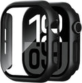 2 Pack Case for Apple Watch Screen Protector, Hard PC Case with Tempered Glass Protective Cover Guard Bumper, Slim Apple Watch Cover for iWatch Series 11 Series 10 - Black/Black 46mm by FoamiaCaseforAppleWatch