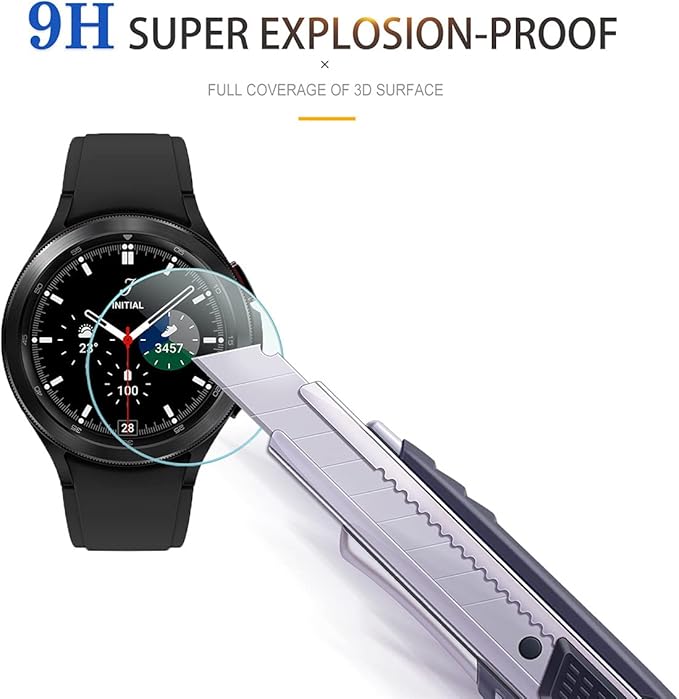 Suoman 4-Pack for Samsung Galaxy Watch 4 Classic 46mm Tempered Glass Screen Protector for Galaxy Watch 4 Classic 46mm Smartwatch [2.5D 9H Hardness] [Anti-Scratch] - Image 6