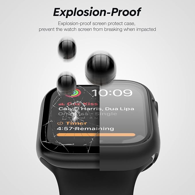 [2 Pack] 2 in 1 Waterproof Case Compatible for Apple Watch 40mm SE Screen Protector Series 6 5 4 Tempered Glass Film PC Face Cover & Back Bumper for iWatch Accessories - 40mm Black x2 - Image 4