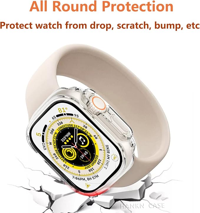 2 Pack Hard Case for Apple Watch Ultra 1 2 3 49mm Tempered Glass Screen Protector Case, Full Coverage Shockproof Iwatch Bumper Cover (Clear+Clear, 49mm) - Image 2