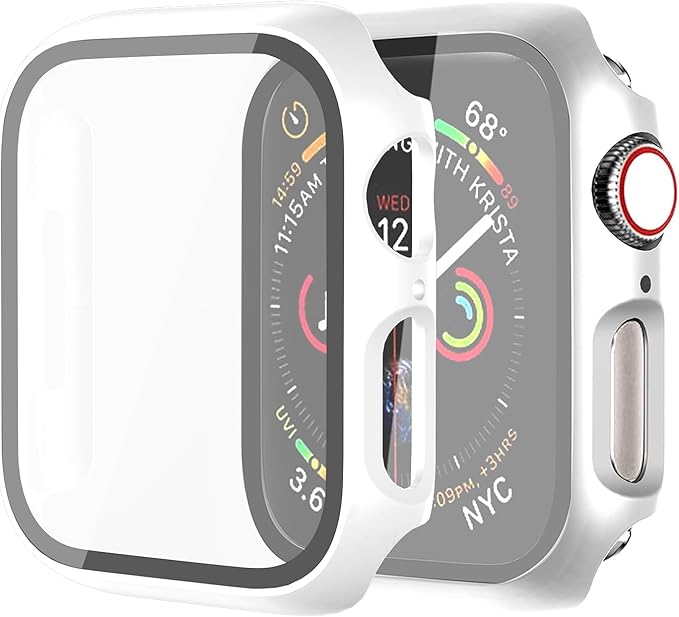 Hard Case for Apple Watch Series 9 Series 7 8 45mm [Full Protection], Built-in Screen Protector [Touch Sensitive] Slim Bumper Cover for iWatch S9/S8/S7 Accessories 45mm, Silver by idudu