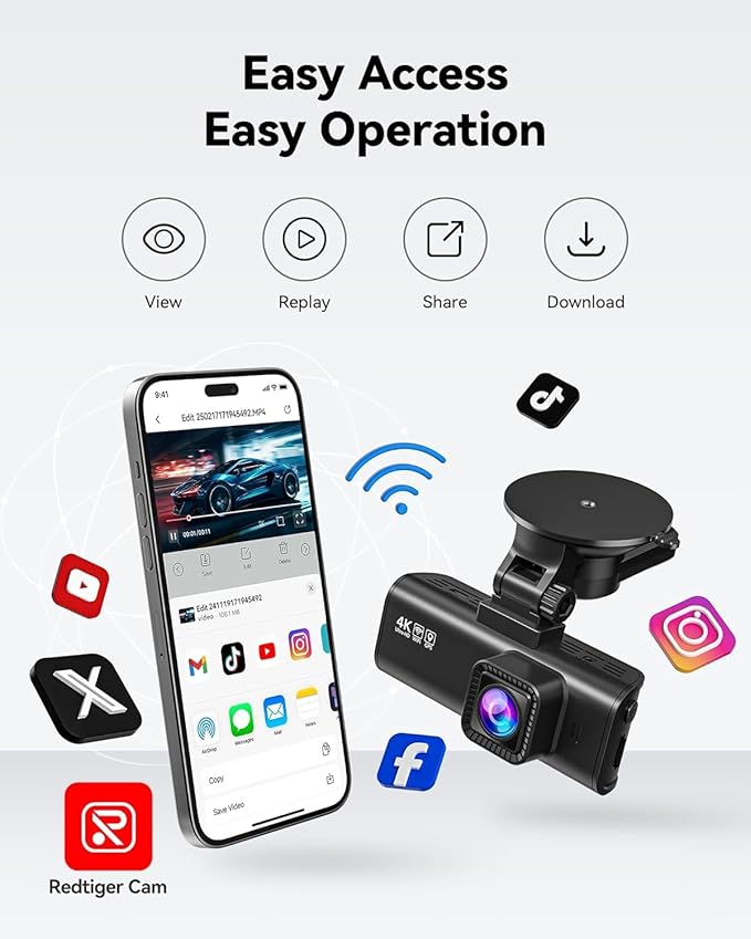 REDTIGER F7NP Dash Cam & CPL, 4K Starvis 2 Dash Camera for Cars with Built-in GPS WiFi and Included Memory Card - Image 5