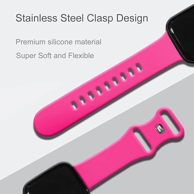 Sport Bands Compatible with Apple Watch Band Women Men 40mm 38mm 41mm 42mm 44mm 45mm 46mm 49mm ,Soft Wristband Waterproof Replacement Strap for iWatch Bands Series 11 10 9 8 7 6 5 4 3 2 1 SE Ultra Hot Pink - Image 3