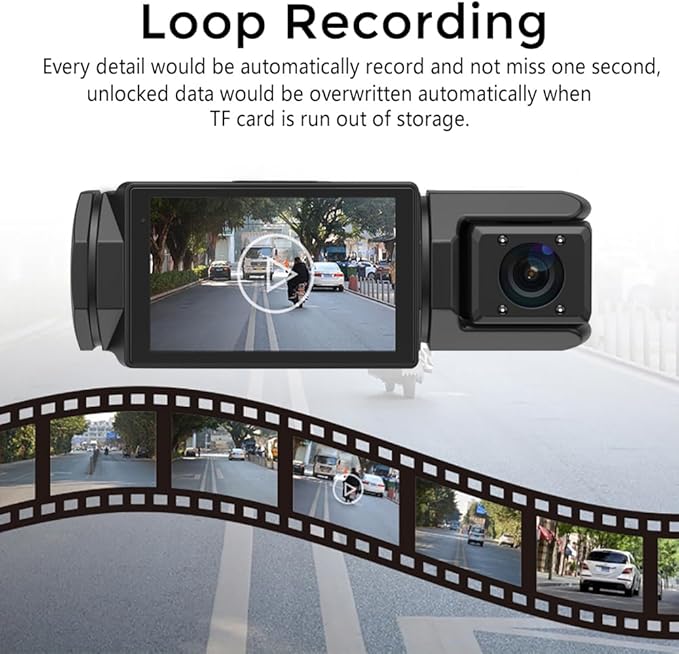 Dash Cam for Cars, 1080P Full HD Dual Dash Cam Front Inside, WiFi, 2" Screen, Night Vision, G-Sensor, Loop Recording, 170° Wide Angle, APP Control (Dual Dashcam) - Image 3