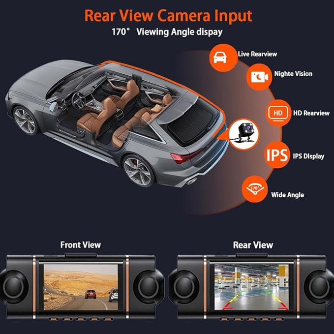 4 Channel Dash Cam for Cars Front Rear Inside & Left Right,360° Dash Cam Front Rear Inside & Left Right, 4K+1080P*3 FHD Car Camera, 5GHz WiFi & App Control,24H Parking Mode,G-Sensor,Loop Recording - Image 5