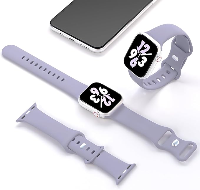 Sport Band Compatible with Apple Watch 38mm 40mm 41mm 42mm 44mm 45mm 46mm 49mm, Replacement Soft Silicone Strap Wristbands for iWatch Series 11/10/9/8/7/6/5/4/3/2/1 Ultra SE Women Men, Lavender Gray - Image 2