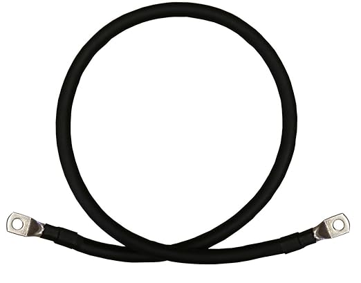 8 AWG 8 Gauge Single Black 7 feet w/3/8 Lugs Pure Copper Battery Inverter Cables for Solar, RV, Auto, Marine Car, Boat by WindyNation