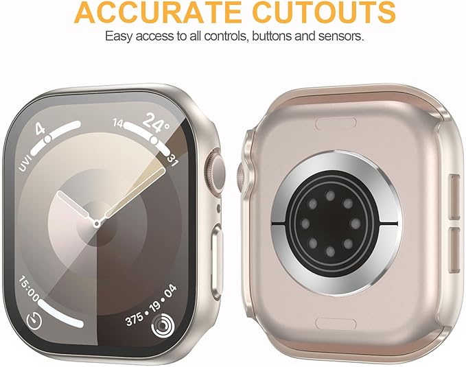 5 Pack Hard PC Case with Tempered Glass Screen Protector for Apple Watch 40mm SE 3 (2025)/ SE 2/ SE/Series 6/5/4, Scratch Resistant Bumper Protective Cover for iWatch 40mm Accessories - Image 4