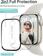 JR.DM 42mm 2 Pack Hard PC Case with HD Tempered Glass Screen Protector for Apple Watch Series 10/11 (2025), Guard Bumper Full Coverage Protective Anti-Scratch Face Cover for iWatch, Black+Clear - Image 3