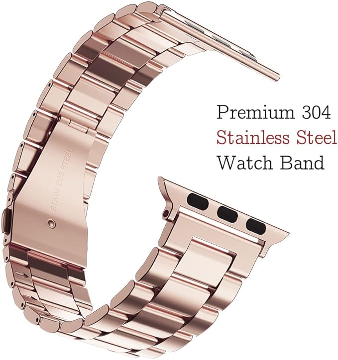Compatible with Apple Watch Ultra 3/2/1 Band and Case, Stainless Steel Metal Chain with TPU Cover, Smart-Watch Link Bracelet Strap for men, Wrist-Band for i-Watch Ultra, 49mm, Rose-Gold - Image 4