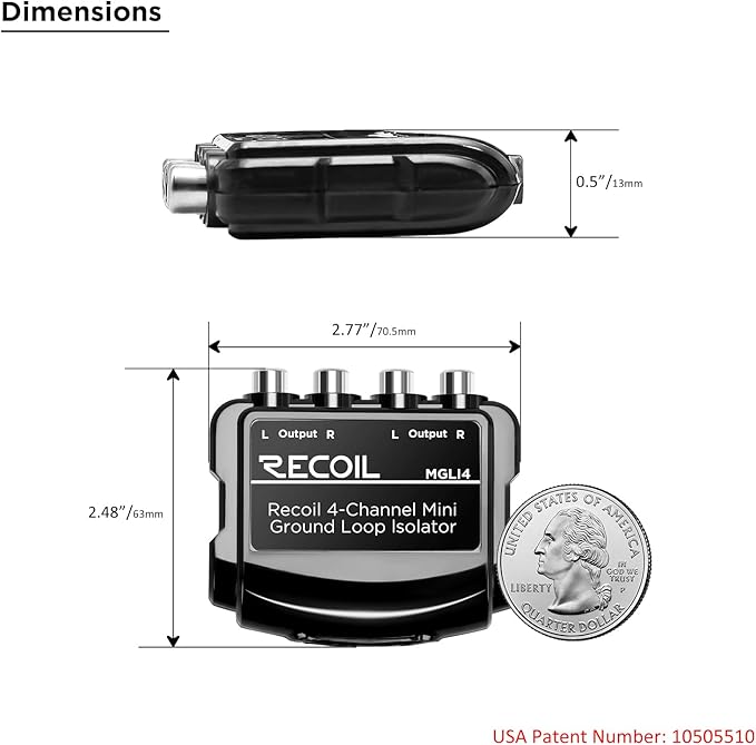 Recoil MGLI4 4-Channel RCA Stereo Ground Loop Isolator, Made from HiFi Permalloy Transformers Designed for Audio Signals Eliminate Noise Car Amplifier - Image 6