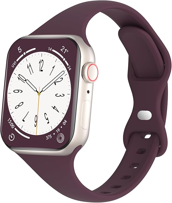Sport Slim Silicone Bands Compatible for Apple Watch Band 38mm 42mm 40mm 44mm 41mm 45mm 46mm 49mm, Thin Narrow Replacement Strap Wristband for iWatch Series 11/10/9/8/7/SE/6/5/4/3/2/1/Ultra Women Men by DYKEISS