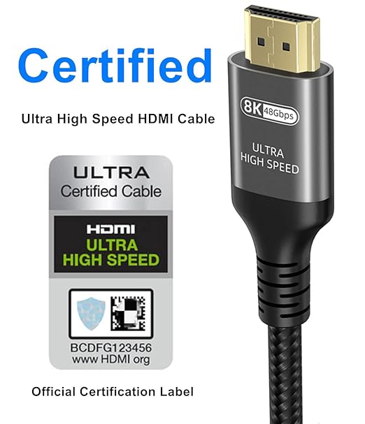 Ubluker 10K 8K 4K HDMI Cable 48Gbps 3.3 FT, Certified Ultra High Speed HDMI® Cable 4K 240Hz 144Hz 120Hz 8K60Hz 0.01ms HDR10+ eARC HDCP2.3 Netflix Roku TV PC Monitor Projector PS5 Xbox - Image 2