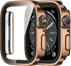 Amizee 2 Pack Case Compatible with Apple Watch Series 9/8/7 41mm Case with Built-in Screen Protector, Ultra-Thin Hard PC Straight Edge Anti-Scratch Protective Cover for iWatch (Rose Gold/Clear) by Amizee