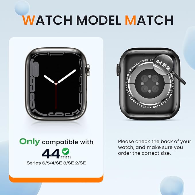 [2 Pack] Goton Bumper Case for Apple Watch 44mm, [No Screen Protector] Slim Soft Shockproof Case Cover Bumper Protector Accessories for iWatch SE 3/SE 2/SE, Series 6/5/4, 44mm Black+Black - Image 2