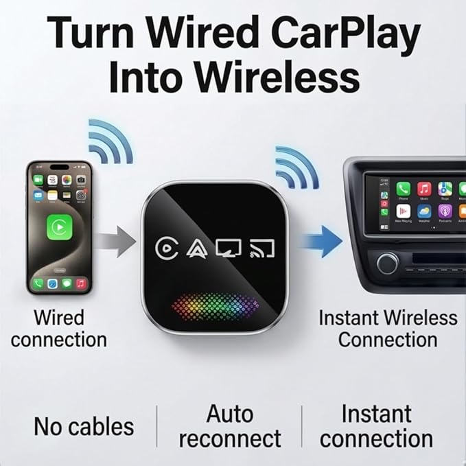 2026 Upgraded Wireless Carplay Adapter, 4-in-1 Wireless CarPlay Adapter for Android & iPhone – CarPlay + Screen Mirroring, AirPlay Mirror & Android Mirror, Mini USB with Type-C Plug & Play - Image 6