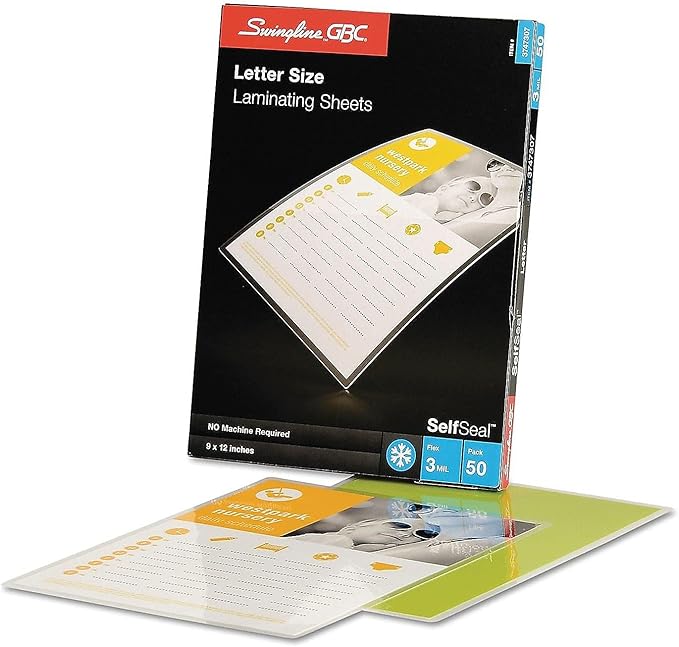 GBC Swingline Laminating Sheets, Self Adhesive Pouches, Letter Size, Glossy, 3 Mil, Self Seal, 50 Pack (3747307) - Image 6