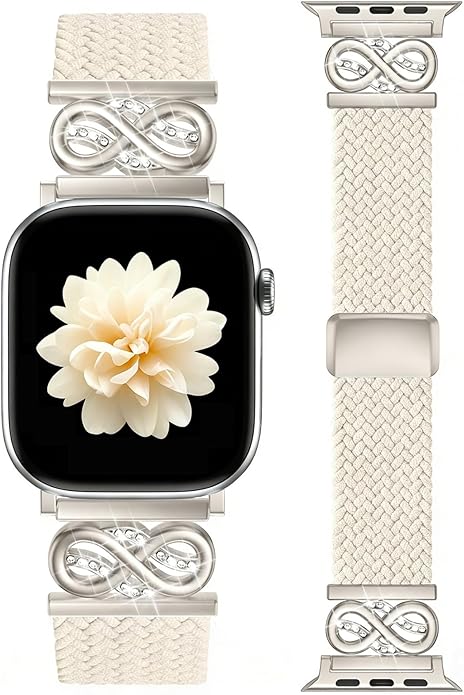 Dirrelo Braided Magnetic Stretchy Nylon Band Compatible for Apple Watch Bands Women 40/41/38/42/44/45/46/49mm, Designer Dressy Infinity Elastic Strap for iWatch Series 11 10 9 8 7 6 5 4 SE/Ultra 3 2 1 by Dirrelo