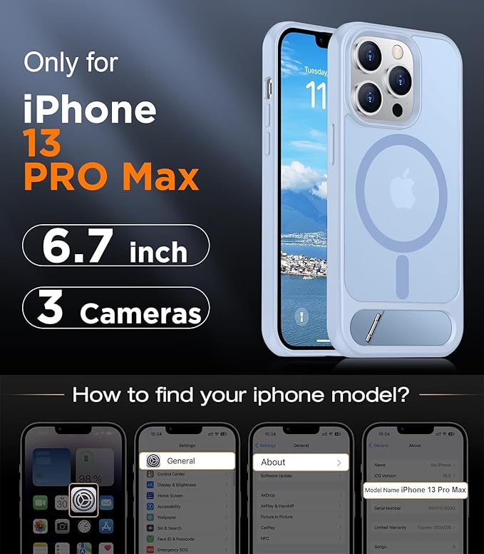 Temdan Magnetic Compatible with iPhone 13 Pro Max Case, [Built-in Invisible Kickstand][Compatible with MagSafe] [Military Grade Shockproof] Slim Translucent Matte Phone Case for iPhone 13 Pro Max 6.7" - Image 2