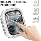KADES Compatible with Apple Watch Series 3 2 1 with Built-in Tempered Glass Screen Protector Bling Crystal Diamond Rhinestone Full Protective Bumper Cover for Women (38mm,Silver) - Image 7