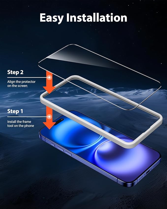 Mkeke 3 Pack Screen Protector for iPhone 16/ iPhone 15 6.1", [9H+ Tempered Glass] [Easy Installation Frame][Military-Grade Drop Protection] HD Clear, Anti-Scratch, Bubble Free - Image 5