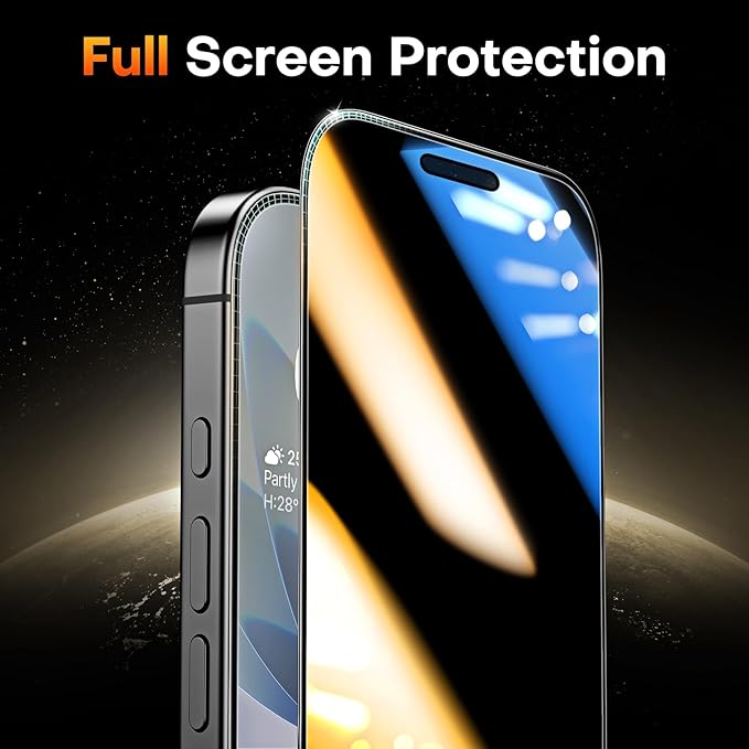 TOCOL Privacy Screen Protector for 17/16 Pro 6.3 inch 9H Hardness Military Grade Shatterproof HD Tempered Glass for Full Coverage Easy Installation 2 Pack - Image 6