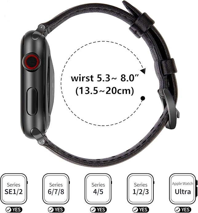 2 pack Slim Genuine Leather Bands Compatible with Apple Watch Band 38mm 40mm 41mm 42mm 44mm 45mm 49mm,Top Layer Leather Watch Thin Women Men Straps for iWatch Series 9/8/7/6/5/4/3/2/1 Ultra SE - Image 8