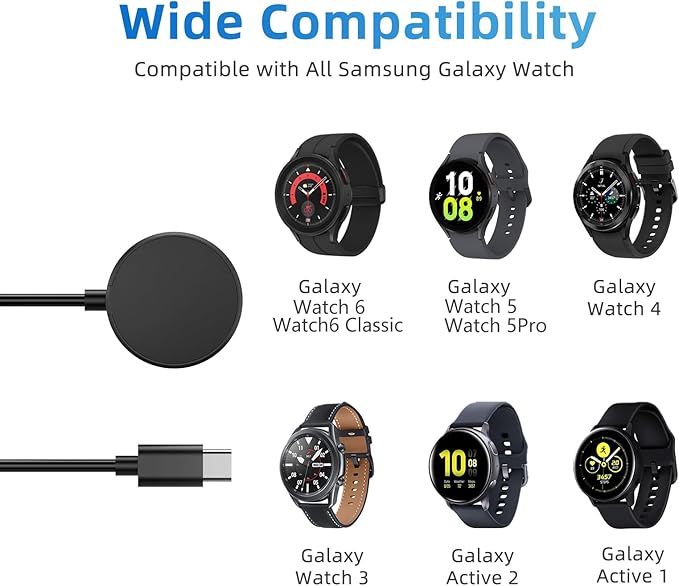 USB C Galaxy Watch 7 Charger Compatible with Samsung Galaxy Watch 7/6 Classic/6/5 Pro/5/4/4 Classic/3/Active 2/Active, Portable Wireless Charging Dock 3.3FT… - Image 2