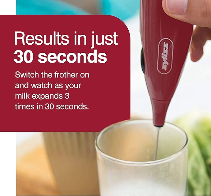 Zyliss Handheld Electric Milk Frother Wand - Versatile Drink Mixer - Frother for Coffee, Cappuccinos, Lattes or Shakes for Perfect Foam, Hot or Cold - Red - Image 4