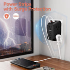 USB Wall Charger Electrical Outlet Extender, Surge Protector, 6 Outlet Splitter with 4 USB Outlet (2USB A, 2USB C) 4-Sided 1050J Power Strip Multi Plug Adapter for Home Office Travel - Image 4