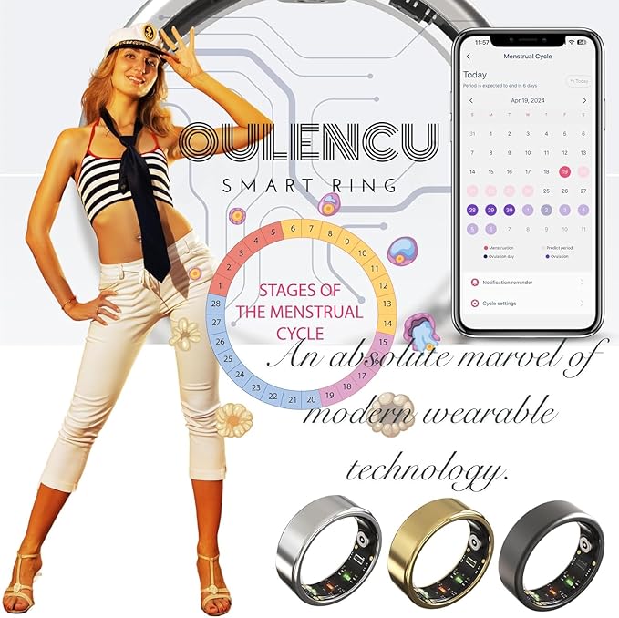 2026 Smart Ring for Women and Men,Sleep Tracker,Fitness Smart,Activity Tracker,Sleep Monitor,Stress/Heart Rate/Cycle Monitoring - No Subscription Required (Gold, #9-ID:59.5mm) - Image 8