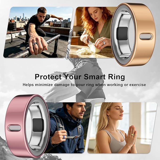3 Pack Ring Cover Compatible with Oura Ring Gen 4/Oura Ring Gen 3 Horizon/Heritage-Size 12,Support Charging with Cover on,Anti-Scratch Ultra-Thin TPU Ring Protector for Men Women,Rosegold+Pink+Red - Image 6