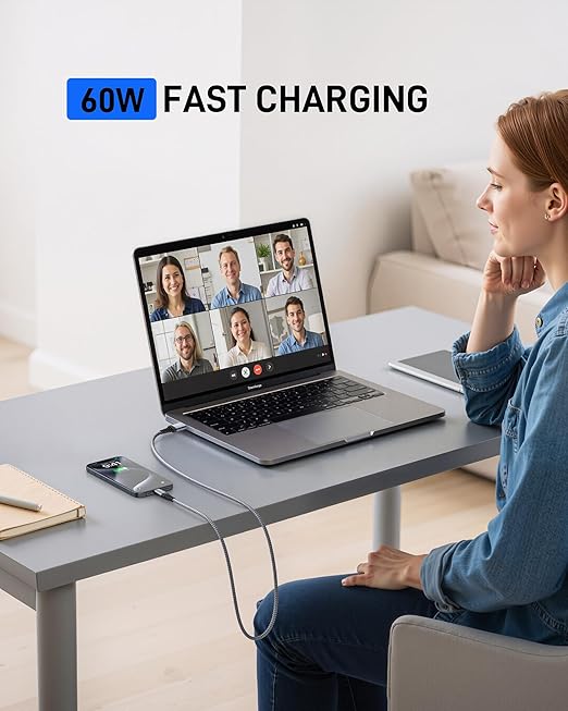 Short USB A to USB C Cable 3FT, USB C Fast Charging Cable, Durable Braided USB to USB Type C Cord for Car iPhone USB C Charger for iPhone 17/16/15/Pro Max/Plus, Samsung Galaxy S23 and More-2Pack Gray - Image 4