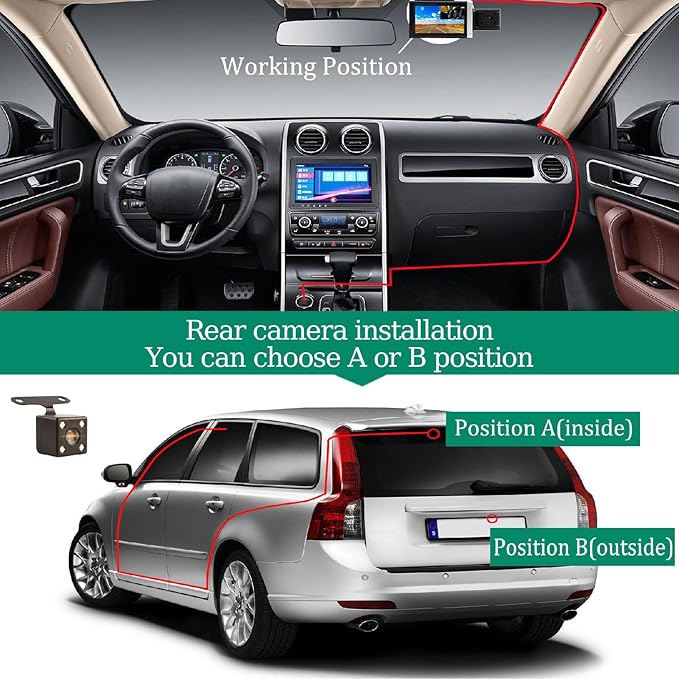 Keenso Dash Cam, Triple Channel Dashcam 170 Wide Angle Smart G Sensor WiFi 24H Parking Mode Dash Camera - Image 5