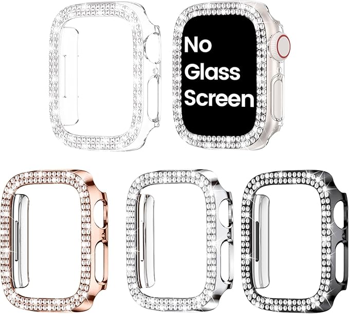 Goton 4-Pack Bling Case for Apple Watch Protector 44mm Series 6/5/4, SE 3/2/1, Women Diamond Rhinestone Bumper for iWatch Cover Accessories 44 mm by Goton