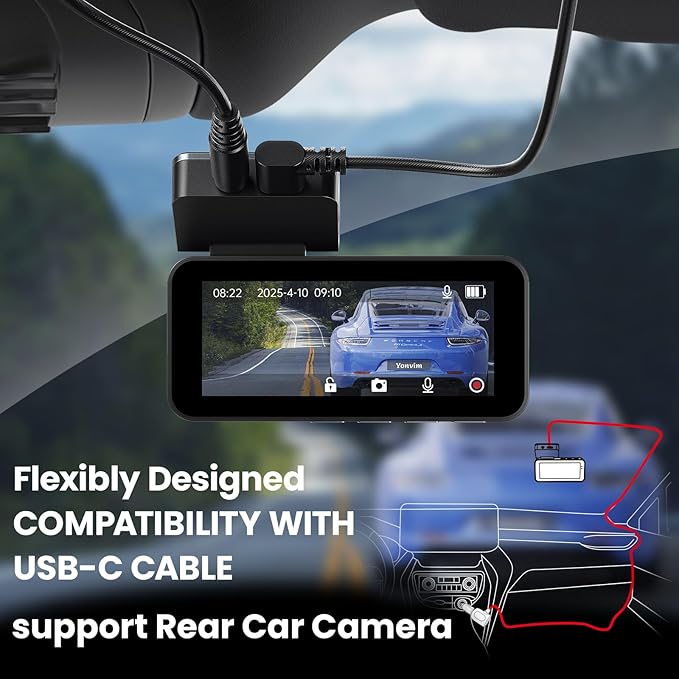 2.5K Dash Cam Front and Rear with 64GB Card, Car Camera WiFi & GPS, 3.39" IPS Screen, WDR Night Vision, Parking Monitor, G-Sensor Dash Camera - Image 6