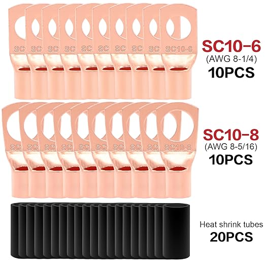 8 Gauge Wire (25ft Each - Red/Black) Copper Clad Aluminum CCA - Primary Automotive Wire,Car Amplifier Power & Ground Cable, 20PCS Lugs Terminal Connectors,60A ANL Fuse Block and Heat Shrink Tubing - Image 7