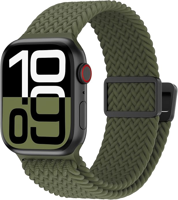 Magnetic Nylon Braided Band Compatible for Apple Watch Ultra2 Ultra 49mm 46mm 45mm 44mm 42mm 41mm 40mm 38mm Women Men ,Adjustable Elastic Sport Strap for iWatch Series10/9/8/7/6/5/4/3/2/1 SE by Drimobiuty