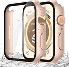 Misxi [2 Pack] Waterproof Hard Case with Tempered Glass Compatible with Apple Watch SE 3 (2025) SE 2 SE Series 6 Series 5 Series 4 44mm, Cover for iWatch Screen Protector, 1 Rose Gold + 1 Transparent by Misxi