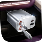 LISEN White Retractable Car Charger, for Gifts for Him Her, for iPhone 17, Cute 4 in 1 Retractable USB C Car Charger for Women, 75W Fast Charging Car Accessories for iPhone & Samsung S26 & Android by Lisen