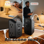 USB Wall Charger Electrical Outlet Extender, Surge Protector, 6 Outlet Splitter with 4 USB Outlet (2USB A, 2USB C) 4-Sided 1050J Power Strip Multi Plug Adapter for Home Office Travel - Image 7