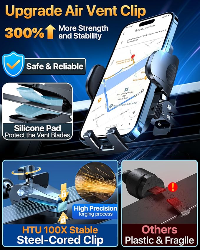 【98+LBS Strongest Suction & Military-Grade】Ultimate Car Phone Mount【Patent & Safety Certs】 Cell Phone Holder Truck Stand for Dashboard Windshield Vent for iPhone 17 Pro Max 16 15 Samsung,Dark Grey - Image 6