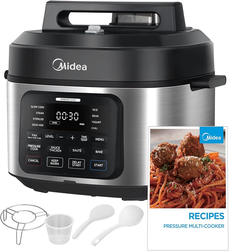 Midea WideMax 12-in-1 Electric Pressure Cooker, 6.5 Quart, 12 Presets, Multi-Functional Programmable Slow Cooker, Rice Cooker, Steamer, Sauté Pan, Cake, Yogurt, Warmer and More by Makeyourselfathome