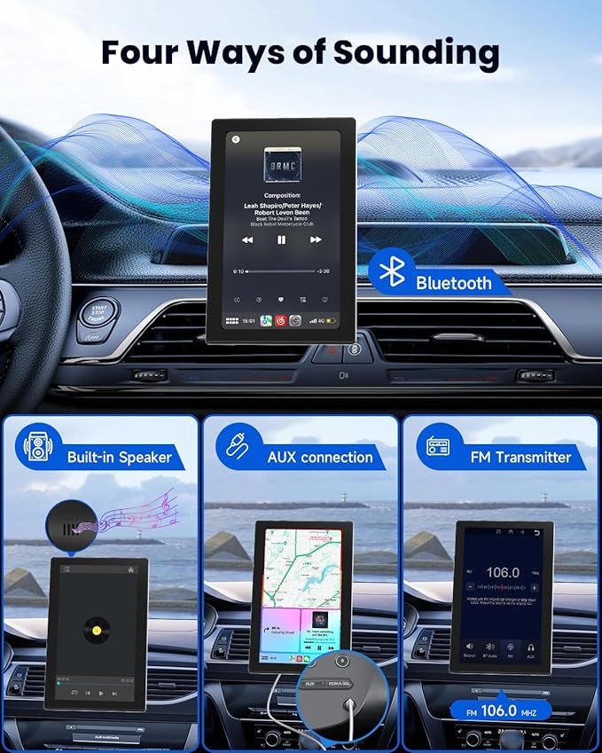 CarPlay Screen with Android Auto, CL798 7'' Portable Touchscreen with Portrait & Landscape Modes, Magnetic Bracket, GPS Navigation, Mirror Link, Bluetooth, Voice Control, OTA Update - Image 7