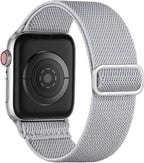 Maledan Stretchy Solo Loop Compatible with Apple Watch Band 44mm 40mm 45mm 41mm 38mm 46mm 49mm 42mm Women Men,Soft Nylon Sport Strap for iPhone Watch Ultra2 Series SE 11 10 9 8 7 6 5 4 3 2 1,LightGray by Maledan