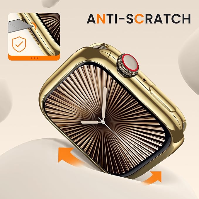 [2 Pack] Goton Bumper Case for Apple Watch 42mm, [No Screen Protector] Slim Soft Shockproof Case Cover Bumper Protector Accessories for iWatch Series 11 Series 10, 42mm Gold+Gold - Image 4