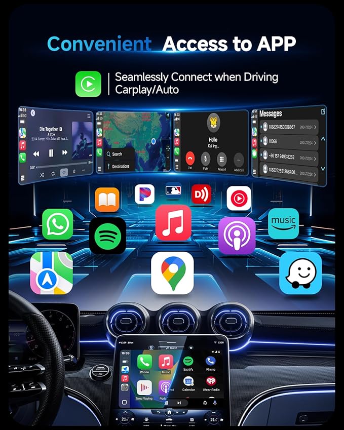 2 in 1 Wireless Carplay Adapter for iPhone Apple & Android Auto Wireless Adapter, [0 Delay & Stable Transmission] 5.8GHz Dual-Core Smart Chip Plug & Play Phone for iOS 10+/Android 11+ 2025 Black - Image 5