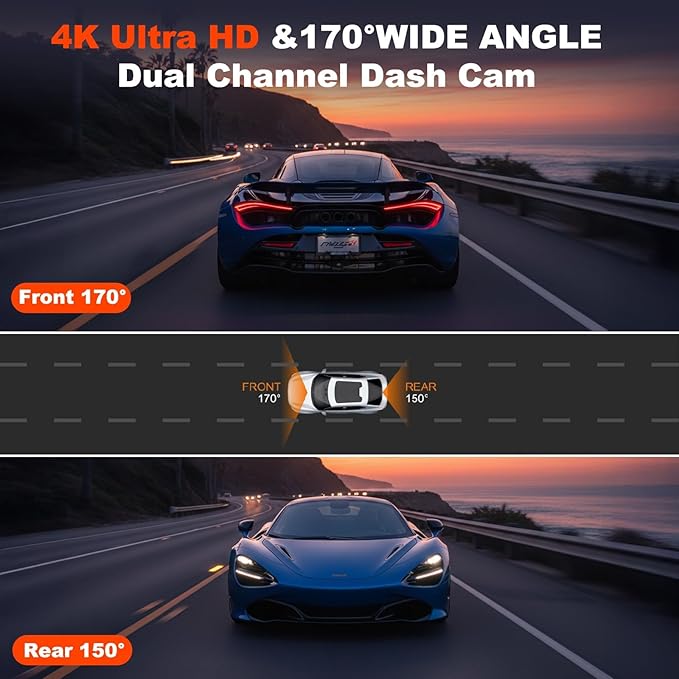 Dashcam Pro 2.0 4k with Front and Rear Camera, GPS, Free 64GB Card, Dashcam with Parking Monitoring, 170° Wide Angle, Night Vsion & Parking Mode - Image 3