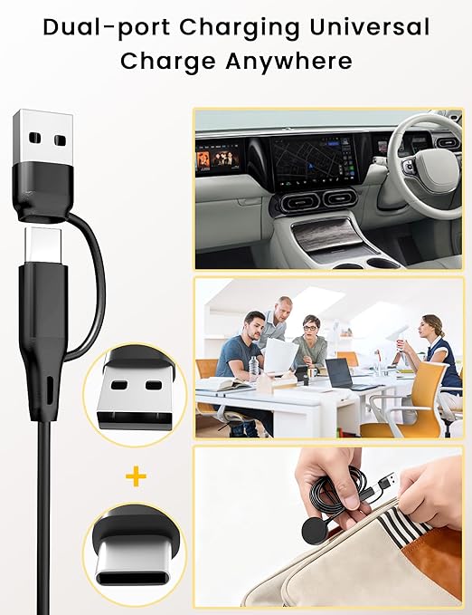 Sinoacc 1-Pack for Samsung Watch Charger Compatible with Galaxy Watch 8/8 Classic/Ultra/7/6/6 Classic/5/5 Pro/4/4 Classic/3/Active 2/1/Fe 3.3Ft USB A Type C Magnetic Fast Charging Cable Dock - Image 3
