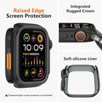 amBand 3 in 1 Metal Case Compatible with Apple Watch Series SE 3/SE 2/SE 6/5/4 44mm, W1 Protector Rugged Bumper with Watch Crown + Back Cover, Black - Image 4